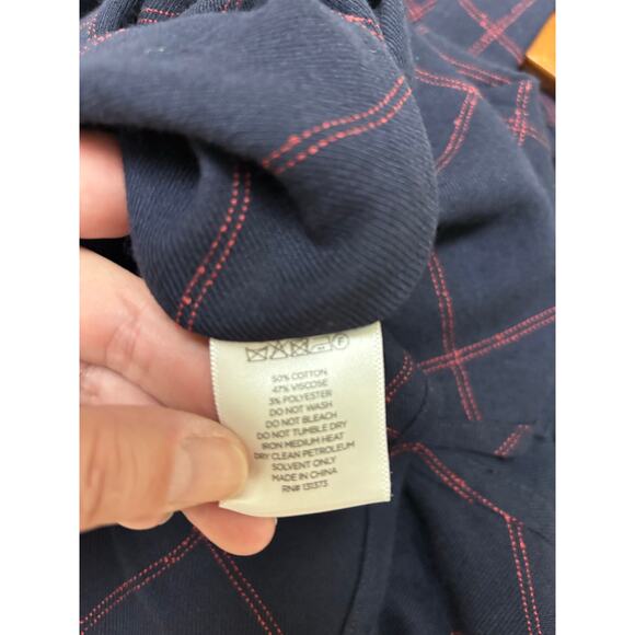 Saturdays New York City Navy Maroon Large Plaid Button Down Camp Shirt - S - Picture 7 of 7